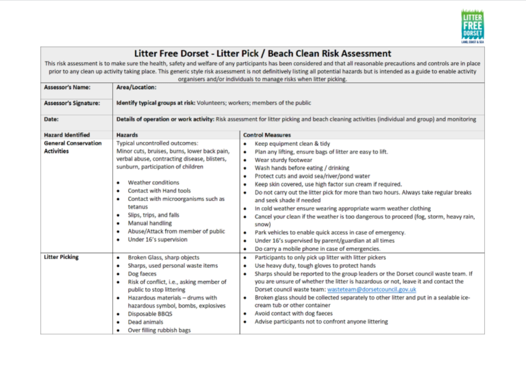 Organising a cleanup Litter Free Dorset